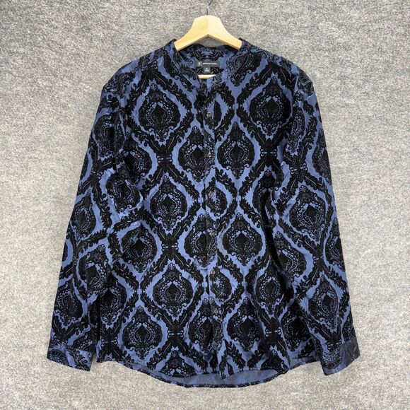 INC International Concepts Shirt XL Blue Geometric Button Up Long Sleeve - Picture 1 of 7